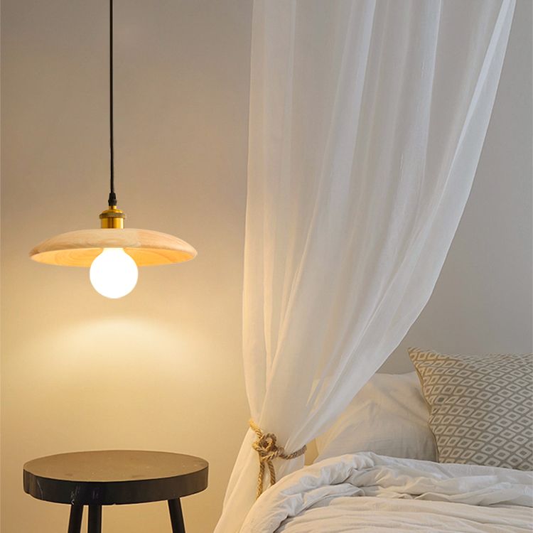 Wooden Circle Suspension Pendant Light Contemporary Style Wood Pendant Ceiling Light