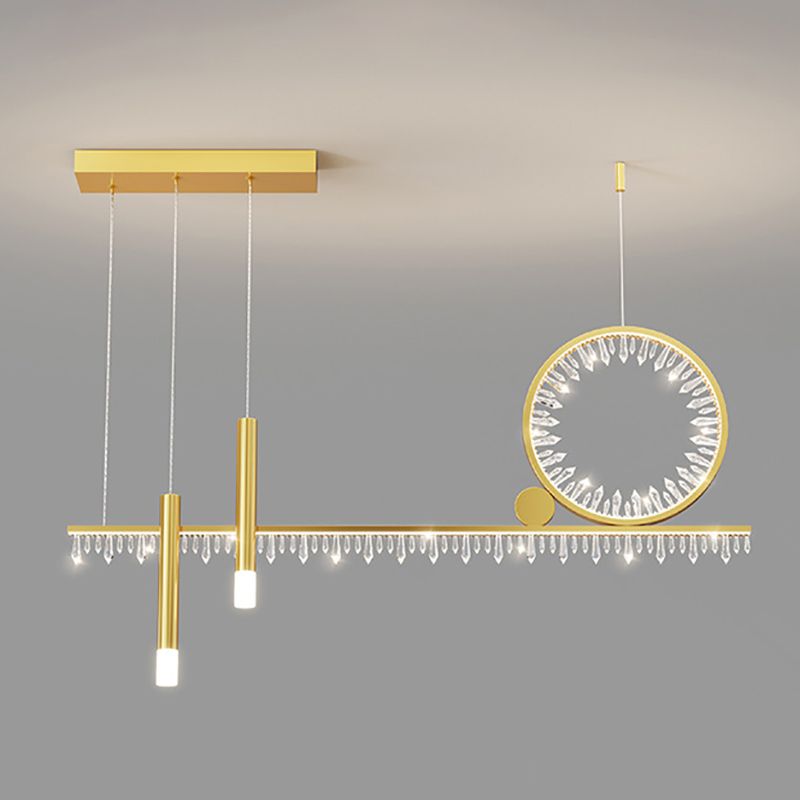 Crystal Linear Island Lamp Simplicity LED Suspension Light for Dining Room