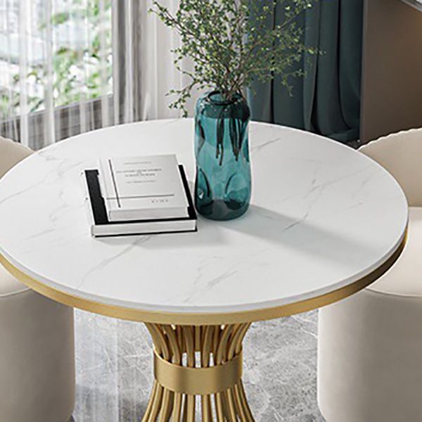 White Faux Marble Dining Table Traditional Luxury Round Table for Home