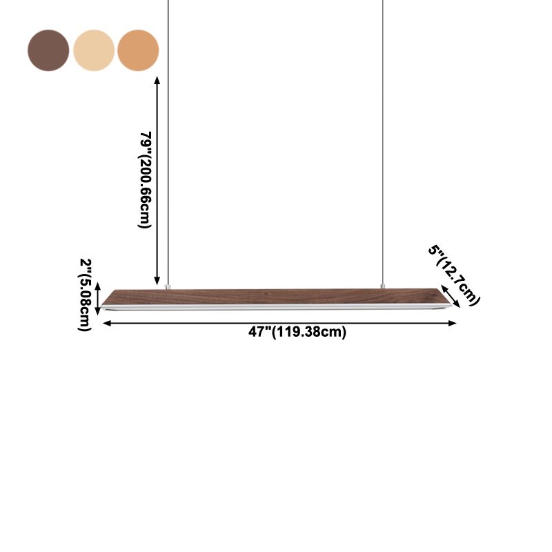 Modern 1-Light Island Light Linear Wood Island Chandelier Lights for Office