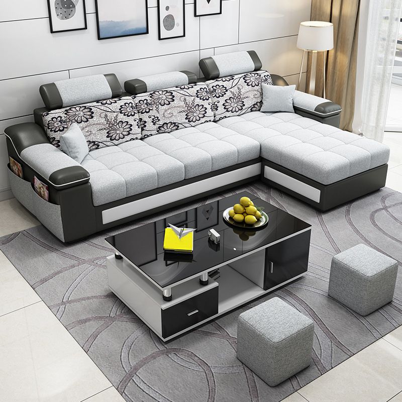 Pillow Top Arm Modular Settee Furniture 3-seater Sofa and Chaise with Pillows