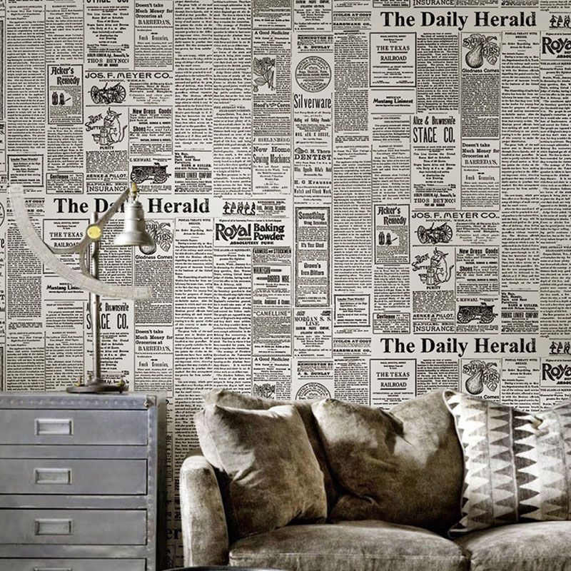 Soft Color Newspaper Wallpaper 57.1 sq ft. Non-Pasted Waterproof Wall Covering