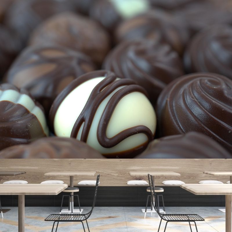Modern Mural Dessert with Chocolate Pattern Environment Friendly for Dessert Shop