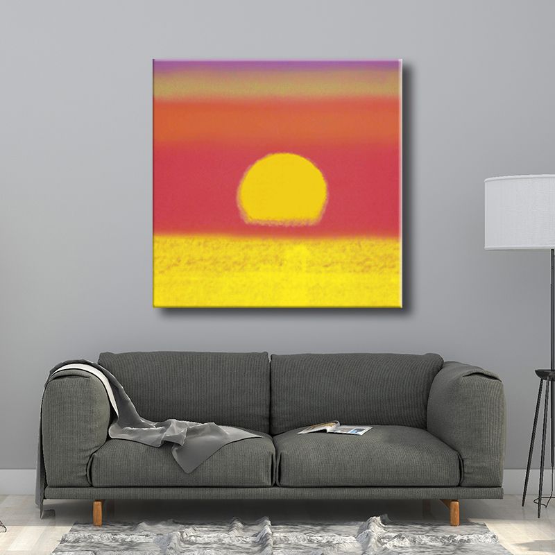 Leinwand-Strukturgemälde, Kinderkunst, Sonnenaufgang, Wanddekoration in dunkler Farbe für den Flur