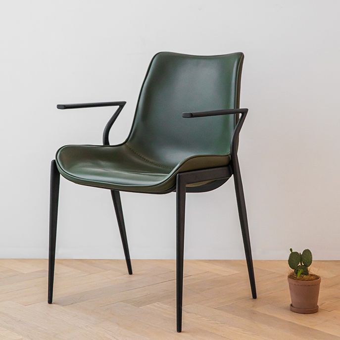 Industrial Style Arm Chair Faux Leather Dining Arm Chair for Living Room