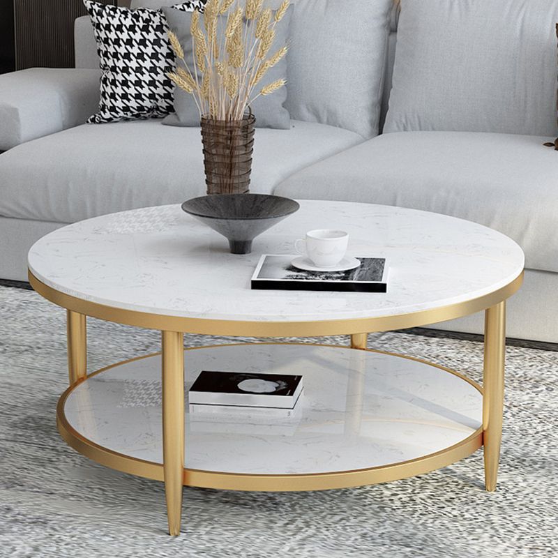 4 Legs Slate Coffee Table Round Coffee Table for Living Room