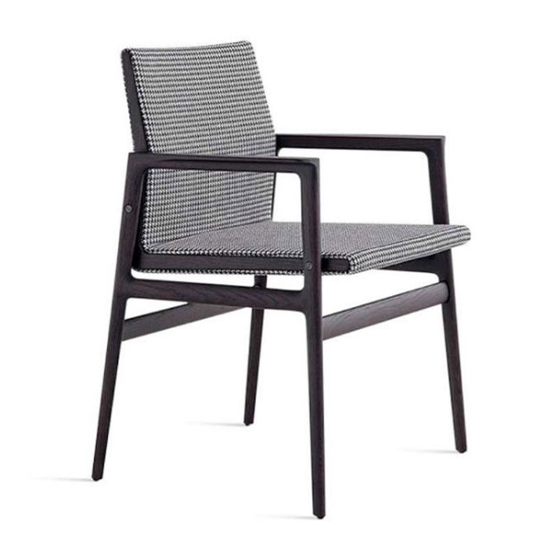Traditional Style Ash Wood Chairs Solid Back Arm Dining Room Chair Set