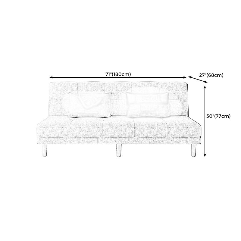 Armless Tight Back Bed Settee Cotton Blend and Faux Leather Sofa Bed