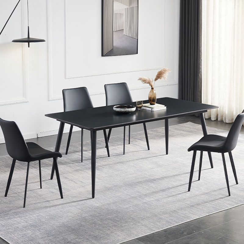 Kitchen Industrial Dinner Table Stone Rectangle 4 Legs Dining Table