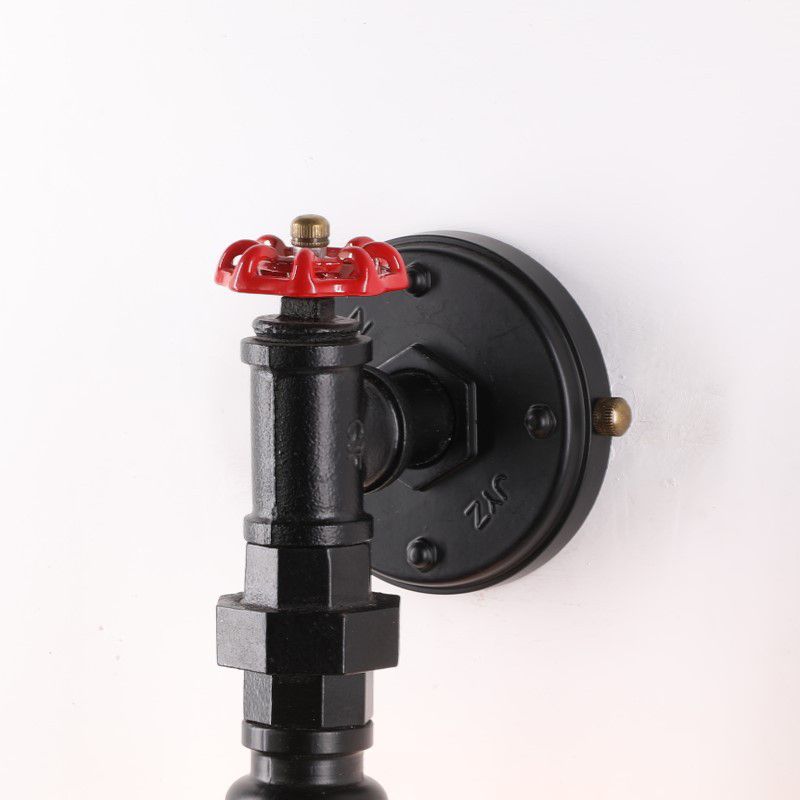Industrial Metal Wall Sconce Pipe Shape Wall Light for Living Room in Rust