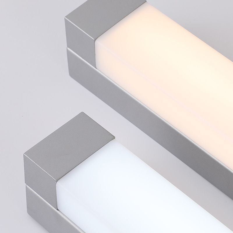 Nordic Rectangle Flush Mount Wall Sconce Acrylic Bathroom LED Vanity Light in White