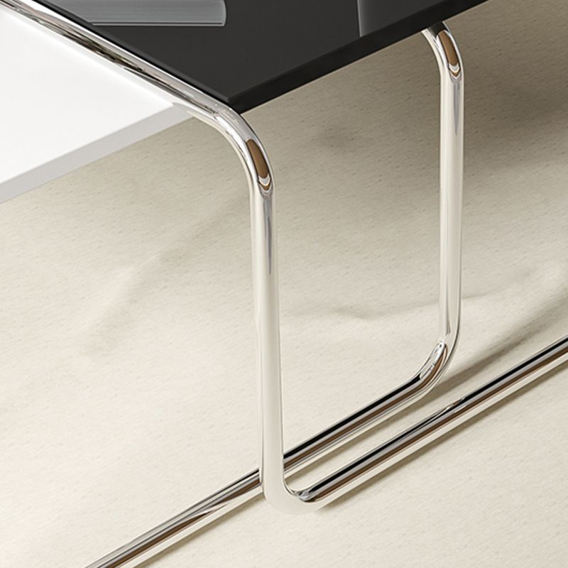 Sled 2 Nesting Coffee Table Modern Glass Coffee Table in Black and White
