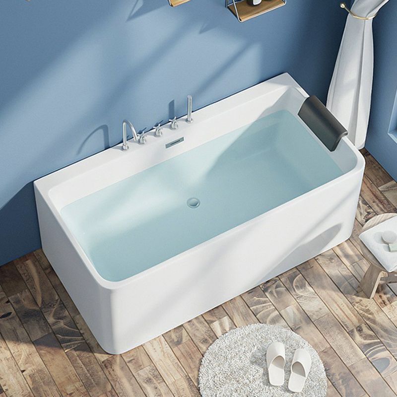 Freestanding Acrylic Bathtub Rectangular Modern Bathtub with Drain and Overflow Trim