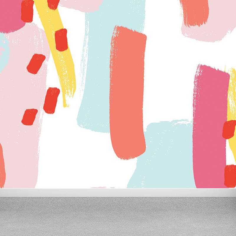 Illustration Style Abstract Wall Mural for Living Room, Blue, Custom Size Available