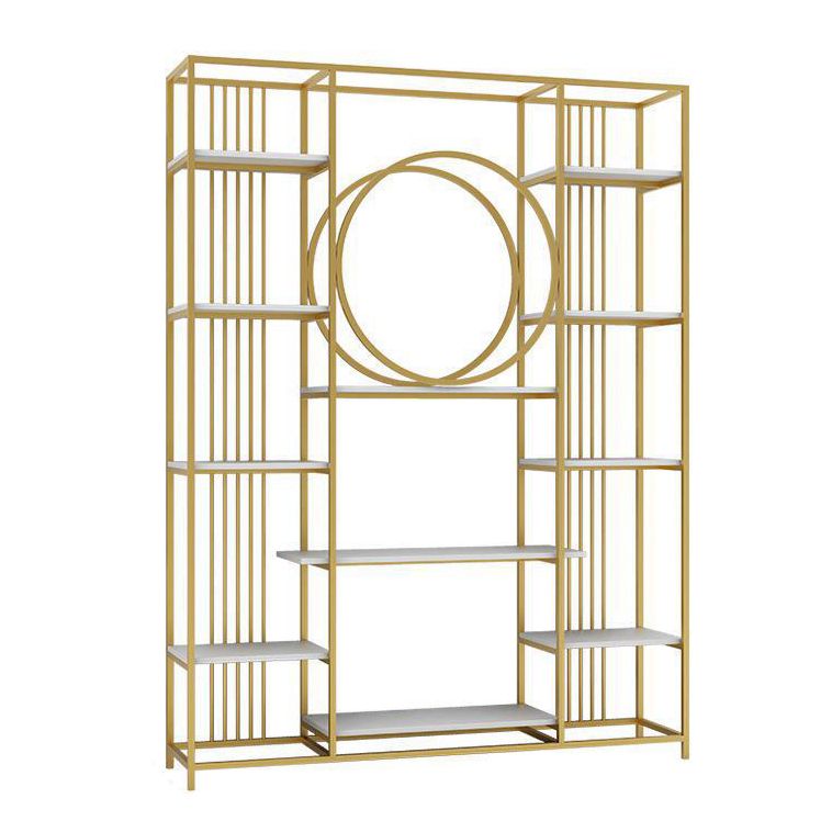Iron Frame Etagere Bookshelf Vertical Manufactured Wood Shelf Bookcase for Office