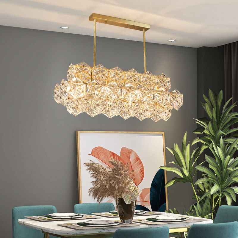 Modernism Golden Ceiling Light Crystal Kitchen Island Lighting for Dining Room