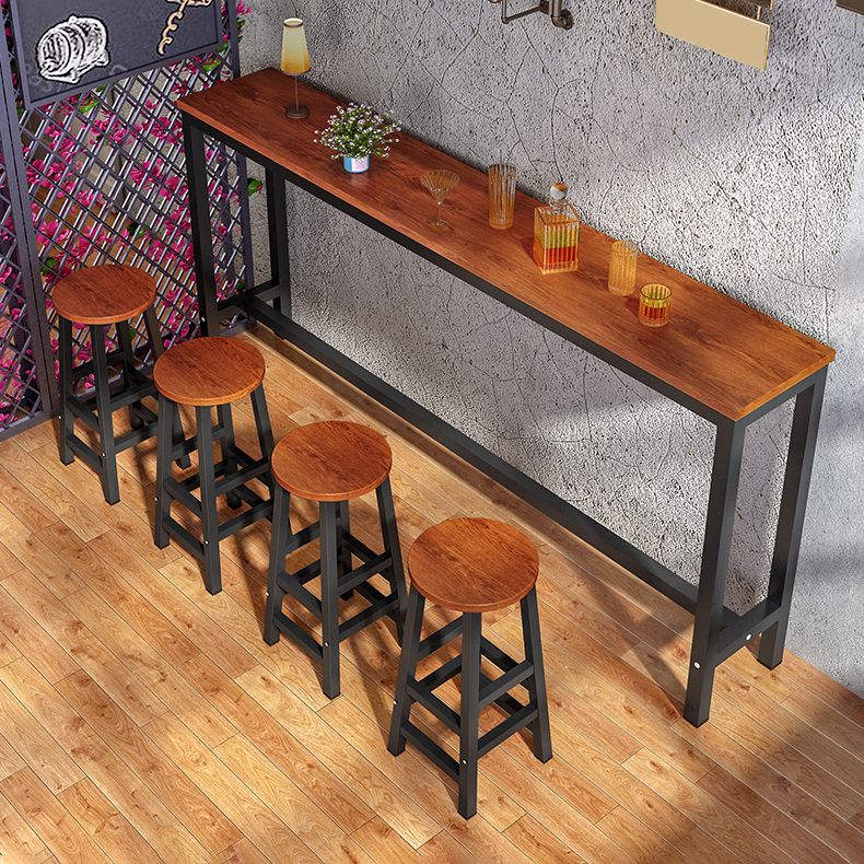 Contemporary Style 1/3/4/5/6 Pieces Wood Rectangular Bar Table Set for Indoor