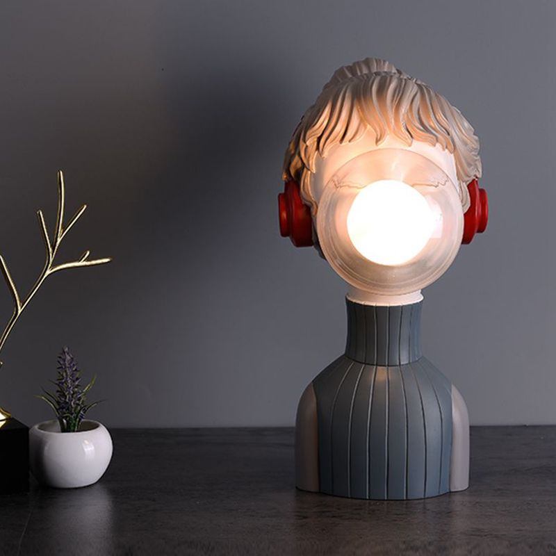 Resin Headphone Girl Tablette de chevet clair