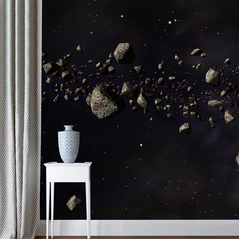 Black Anti-Gravity Stone Mural Moisture Resistant Wall Covering for Boys Bedroom