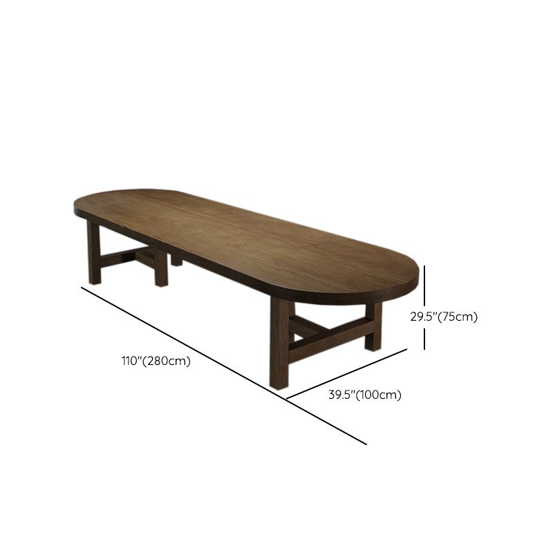 Industrial Solid Wood Writing Desk 29.53" Tall Oval Office Desk