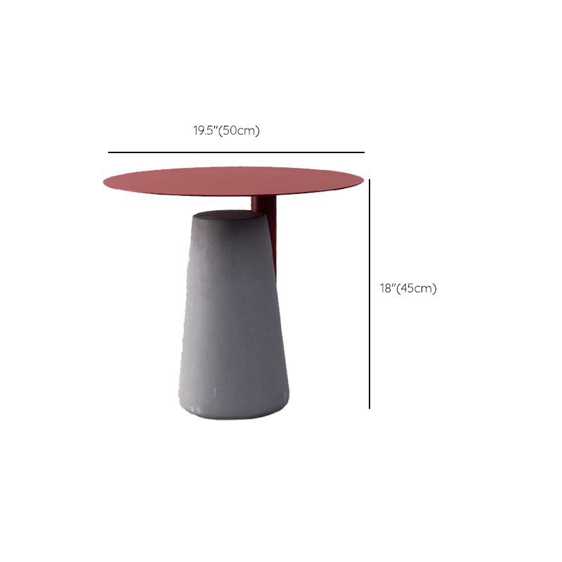 Round Iron Top End Table Concrete Pedestal Sofa Side Accent Table