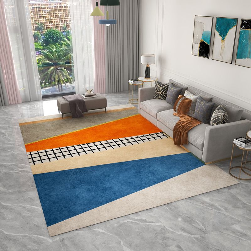 Beige Modern Area Carpet Geometrict Pattern Polyester Area Rug Stain Resistant Rug for Home Decor
