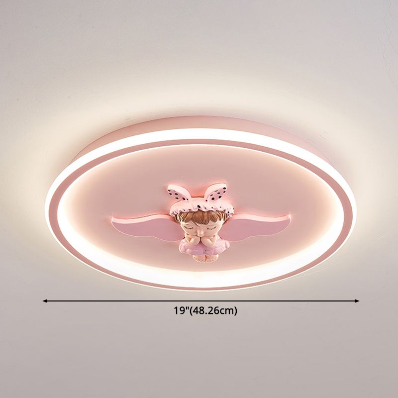 Children's Room Flush Mount Ceiling Light Modern Cartoon Cute Girl Bedroom Princess Room Net Red Angel Pink Round Lamps