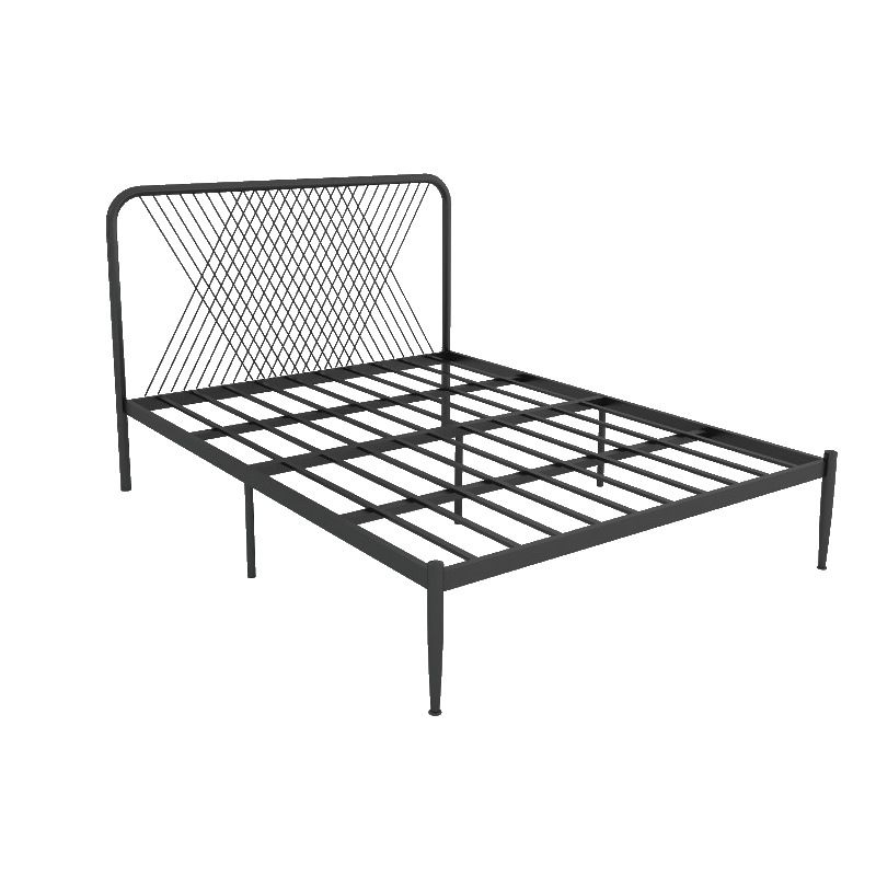 Contemporary Style Solid Color Bed Frame Metal Bed with Headboard
