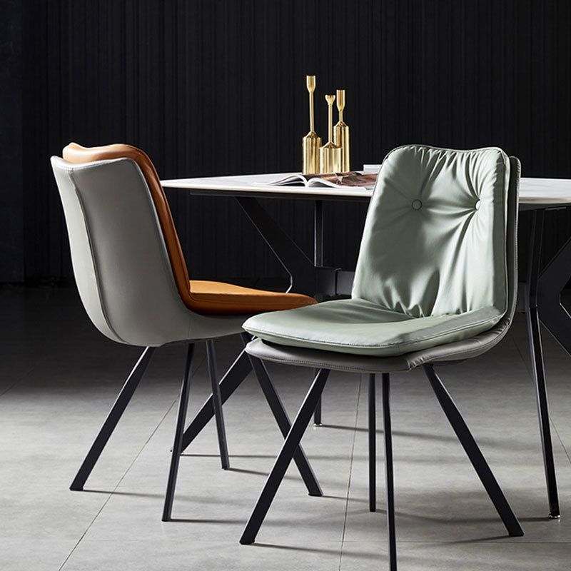 Contemporary Armless Dining Chairs Leather Curved Parsons Side Chair for Brasserie