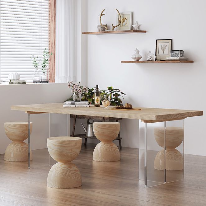 Modern 1/5 Pieces Dining Set Rectangle Pine Wood Dining Table for Dining Room