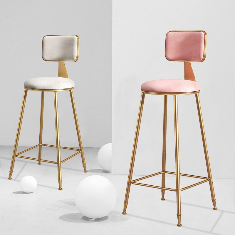 Glam Metal Upholstered Barstool Bristol Bar Stool with Iron Legs and Cushion Low Back