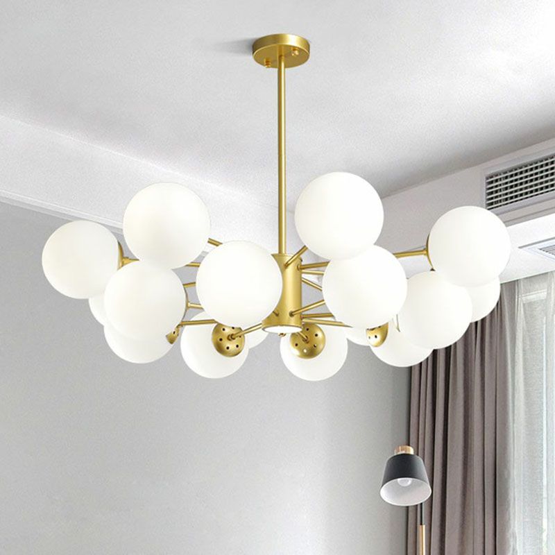 Gold Ball Chandelier Light Fixture Postmodern Glass Suspension Lighting for Living Room