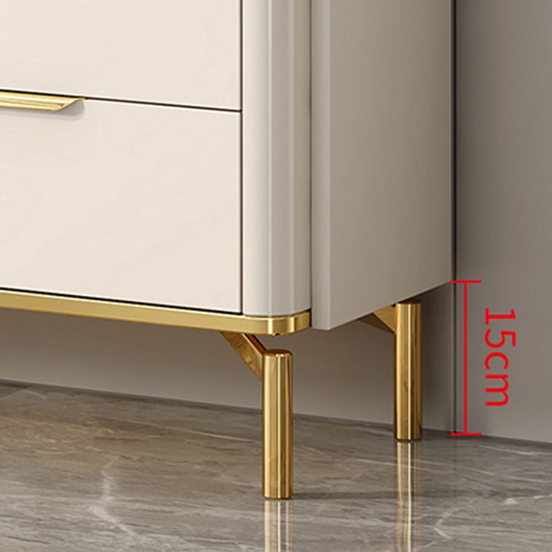 Glam White Storage Chest Bedroom Stone Chest with Metal Legs