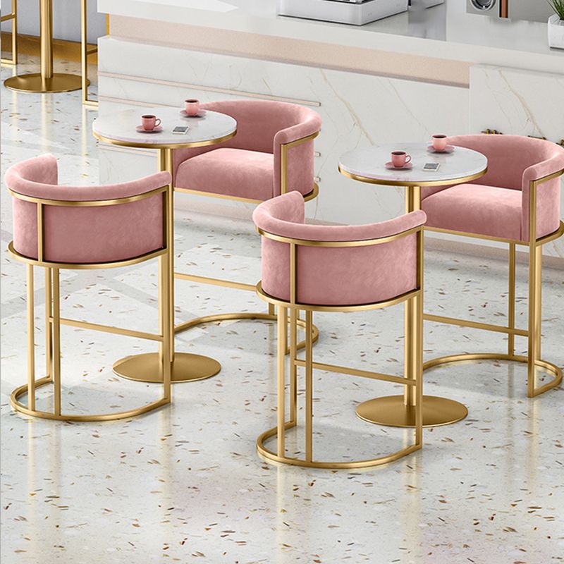 Scandinavian Footrest Upholstered Bar Stool Coffee Shop Low Back Counter Bar Stool