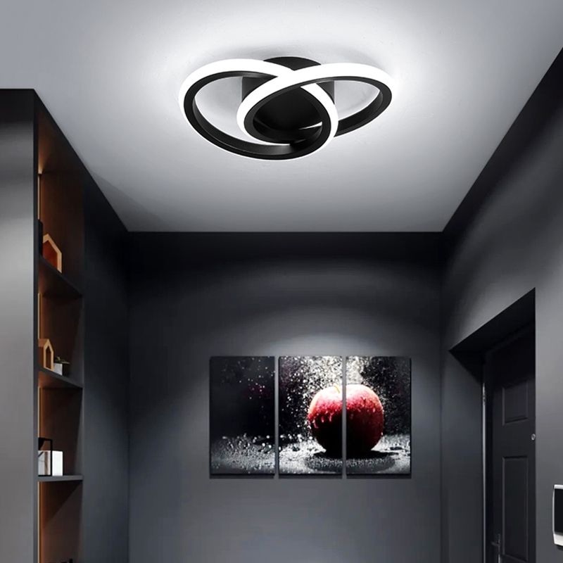 Round Shape Metal Flush Mount Light Modern Style 2 Lights Ceiling Mount Light