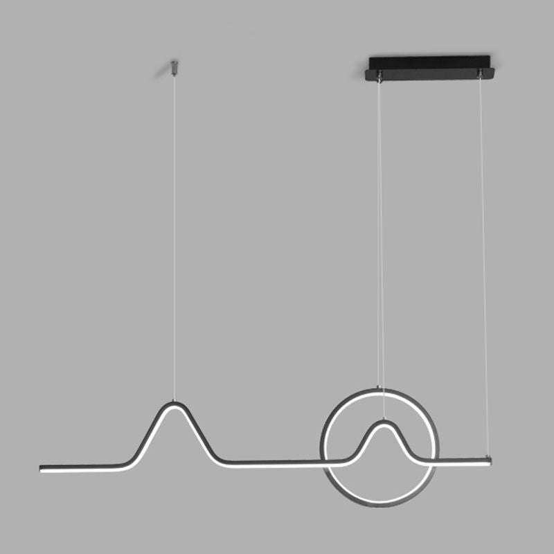 Moderner Stil linearer Form Island Leuchten Metall Zwei Lichtheizenbeleuchtung