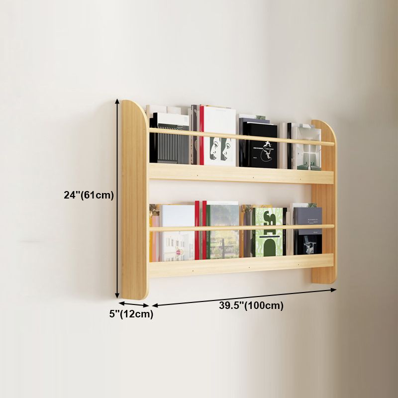 Wood Floating Bookcase Contemporary Style Wall Mounted Book Shelf