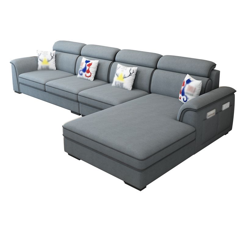 Contemporary L-Shape Sectional with Storage and USB for Apartment