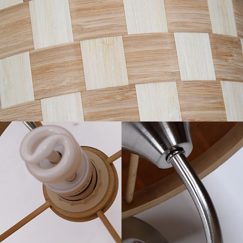 Drum Wall Lighting Traditional Bamboo 1 Bulb Wood Sconce Light Fixture for Dining Room