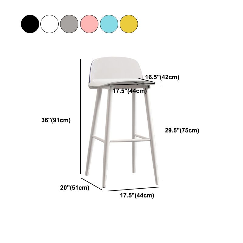 Modern Backrest Armless Counter Stool Iron Cafe Bar Stool with Acrylic Seat and Pedal