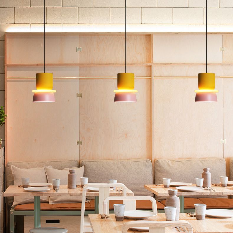 Macaron 1-Light Pendant Lighting Fixture Geometric Ceiling Light with Metal Shade