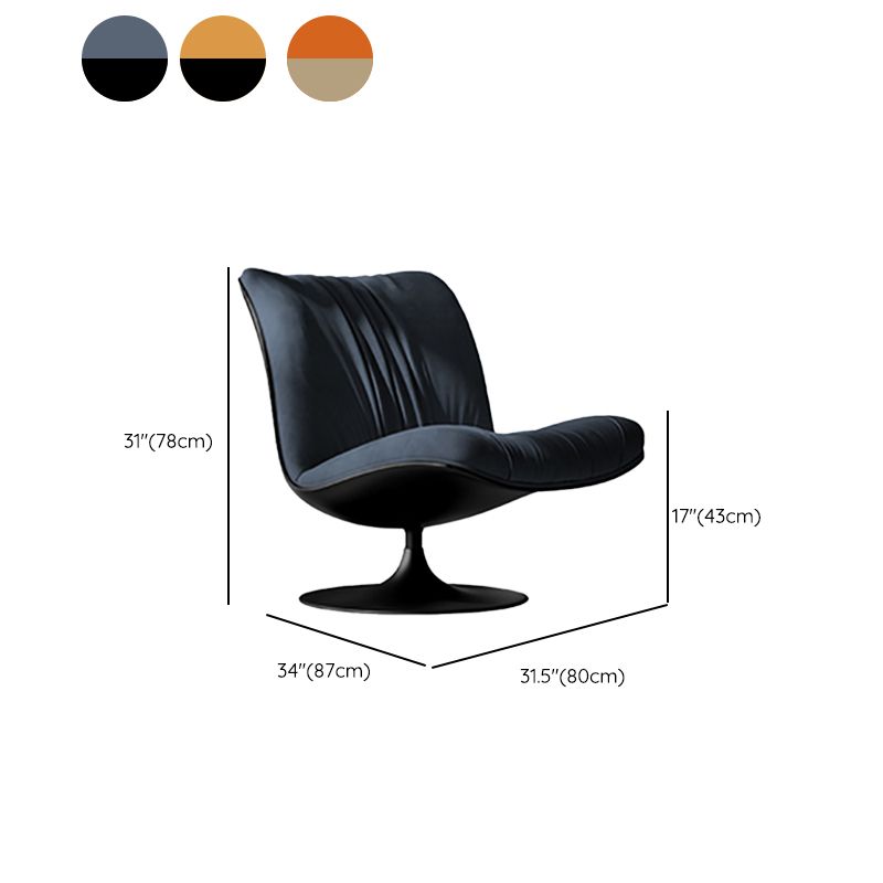 Swivel Parsons Chair with Round Metal Base and Fixed Back for Living Room