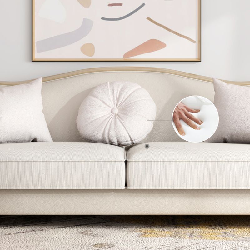 Linen Sectional Sofa Tropical Beige Sloped Arms Sofa for Living Room