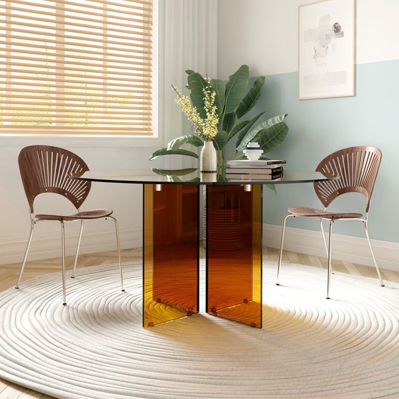 Round Glass Dining Table Modern Style Dining Table for Home Use