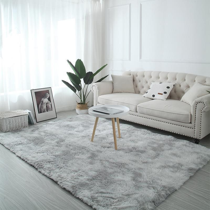 Casual Plain Carpet Polyester Shag Indoor Rug Non-Slip Backing Rug for Living Room