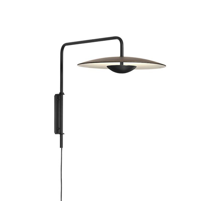 Modern Swing Arm Wall Sconce Circle Shape Wall Light with Metal Shade for Bedroom