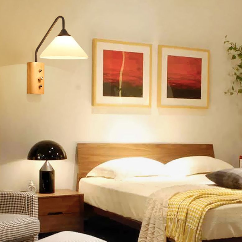 Modern Simplicity Cone Wall Lamps Opal Glass Wall Lighting Fixtures for Restaurant