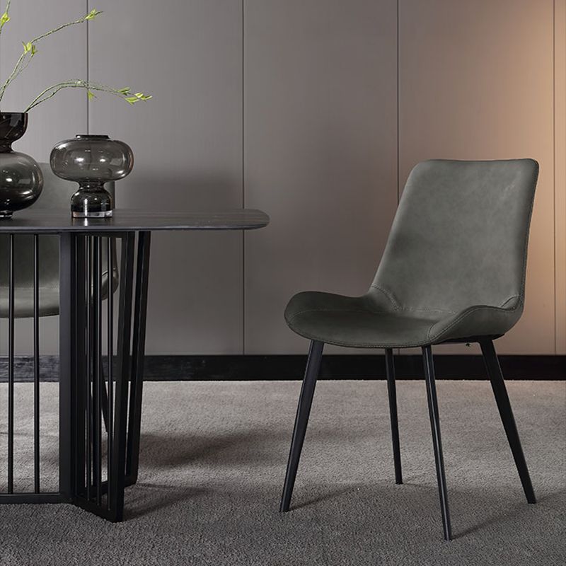 Sillas de comedor de estilo moderno, sillas laterales sin brazos con patas de metal para cocina