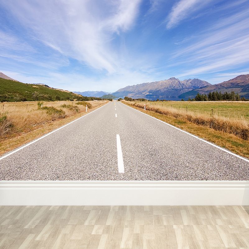 Contemporary Road Mural Decal Light Color Waterproofing Wall Covering for Living Room