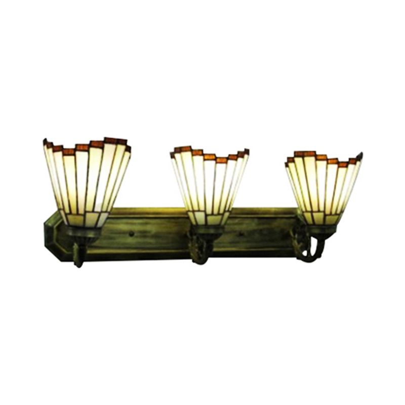 Shuttlecock Living Room Wall Light Glass 3 Lights Tiffany Stylish Wall Sconce in Beige for Corridor